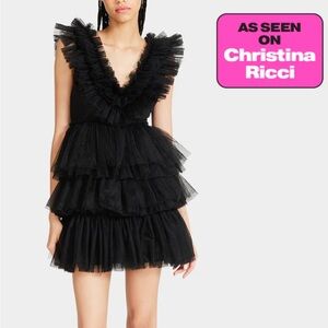 Betsey Johnson Show Off Tiered Ruffle Tulle Mini Dress XS